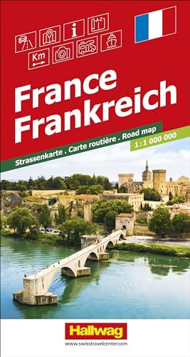 Frankreich Strassenkarte 1:1 Mio.: Mit Ortsverzeichnis. Transitplänen und Index. (Hallwag Strassenkarten) von Hallwag